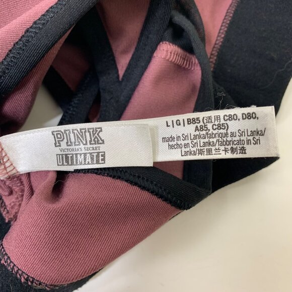 PINK Ultimate Lightly Lined Sports Bra in Mauve and Black - Size Large - Picture 5 of 7